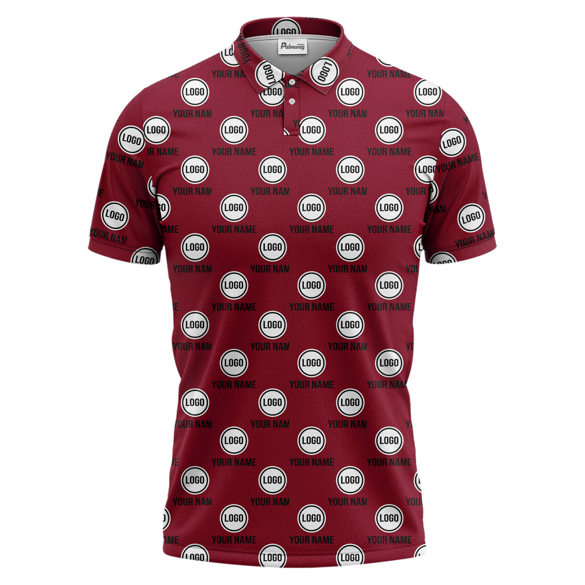 custom name & logo repeat circle pattern black polo shirt