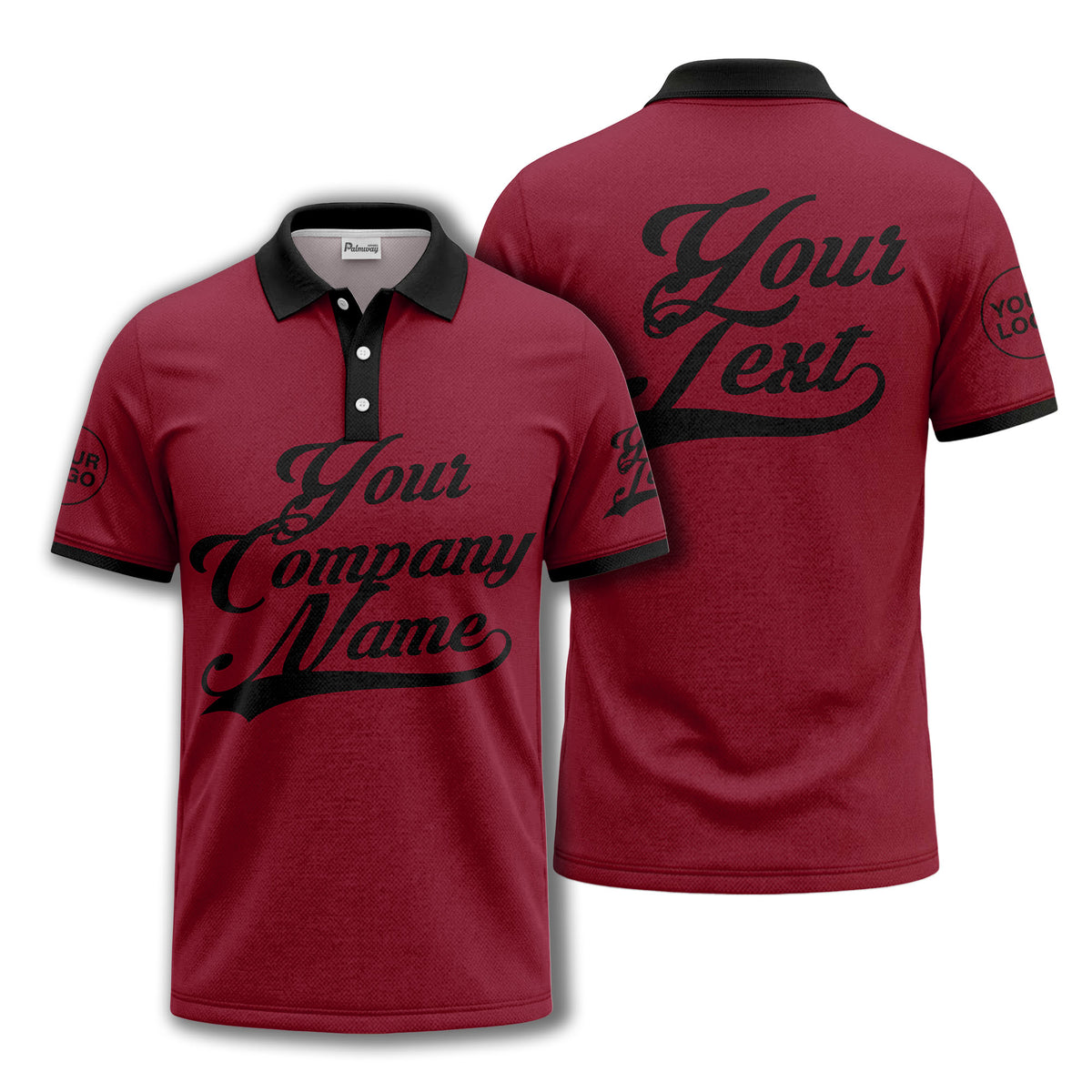 custom script logo corporate casual polo shirt for men