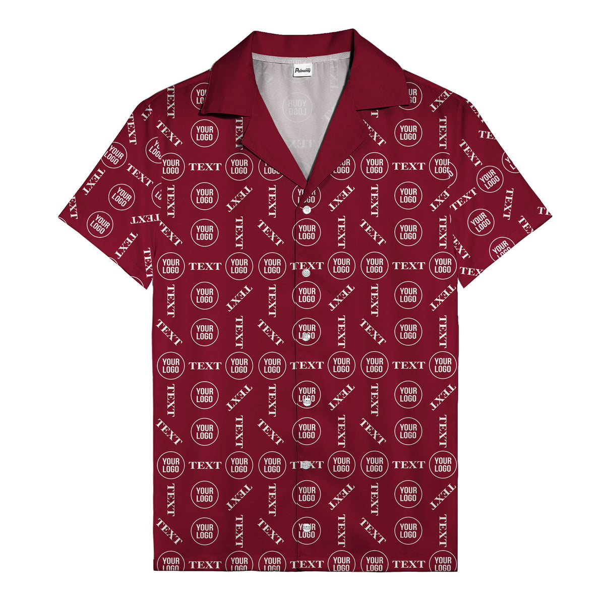 custom text & logo repeat pattern hawaiian shirt