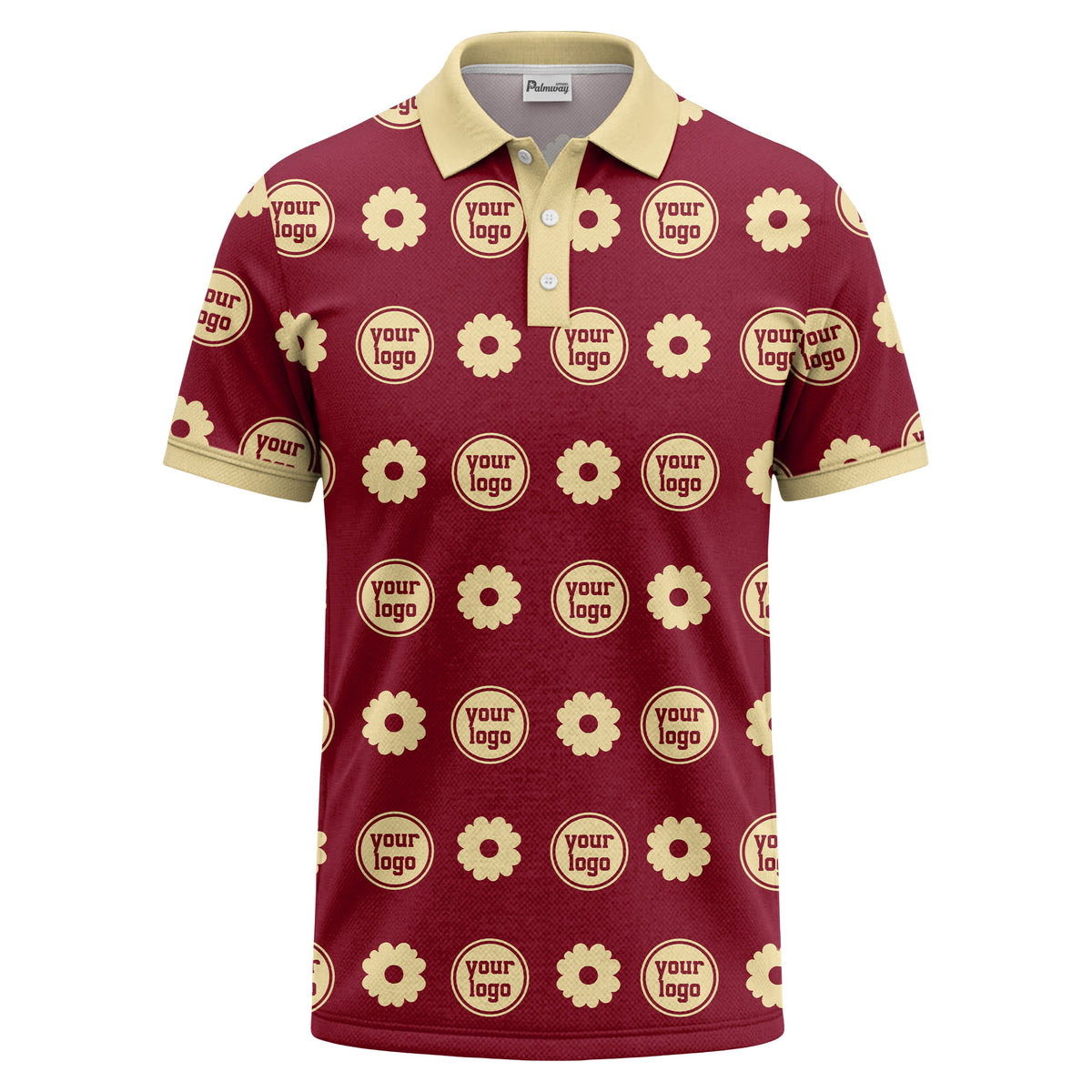 customizable daisy & monogram repeat pattern polo shirt