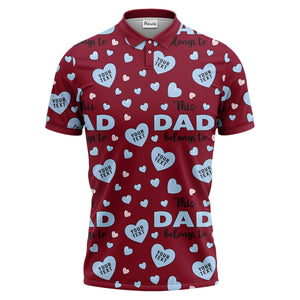customizable hearts & text father's day all over print polo shirt for men
