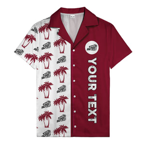 customizable palm tree & personalized text tropical green hawaiian shirt for vacation