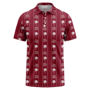 customizable palm trees & logo repeat graphic black white polo shirt