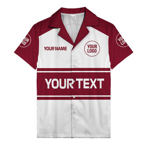 customizable text & logo horizontal stripe bowling hawaiian shirt