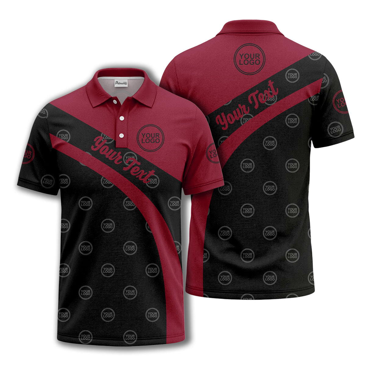 diagonal stripe custom logo golf polo shirt