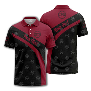 diagonal stripe custom logo golf polo shirt