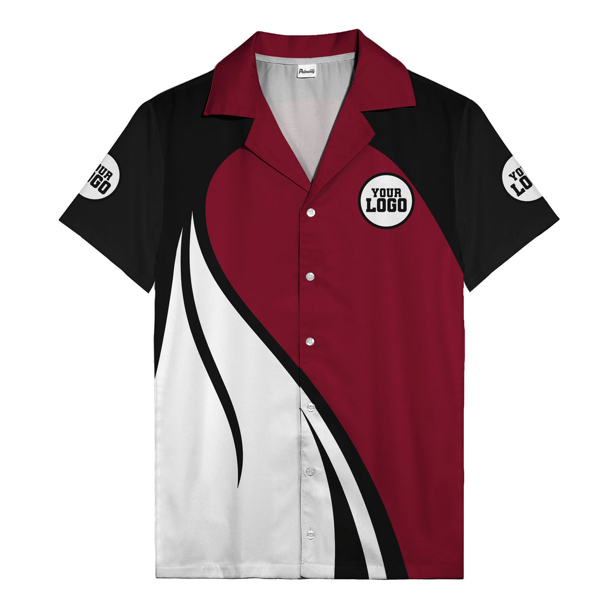 diagonal stripe custom logo retro bowling hawaiian shirt