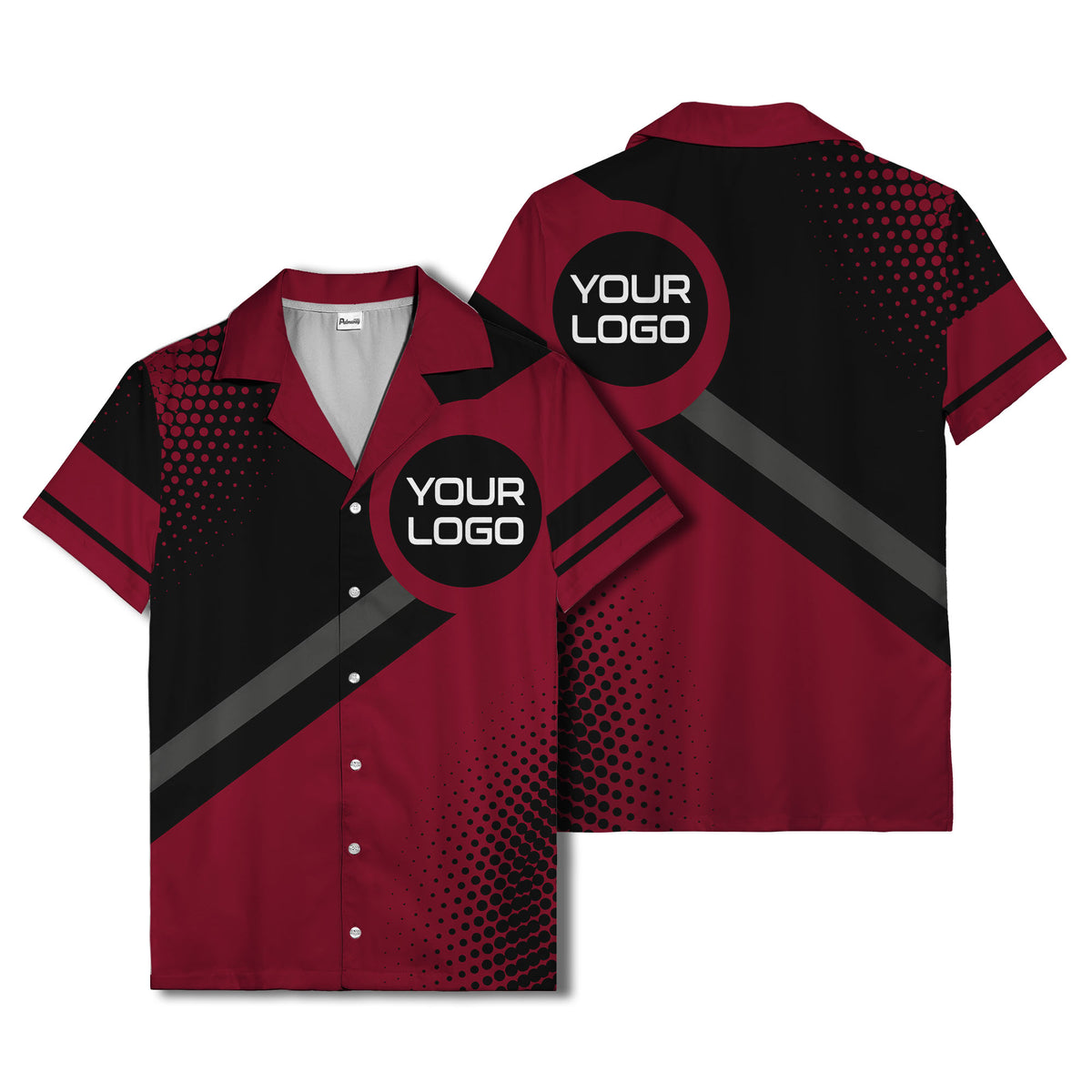 diagonal stripe logo modern hawaiian shirt