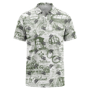 eiffel tower & airship sketched landmark polo shirt for men
