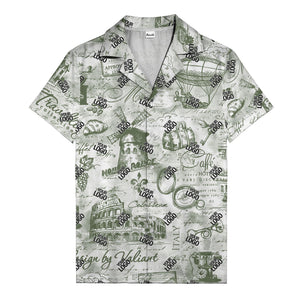 eiffel tower colosseum coffee sketch vintage travel hawaiian shirt