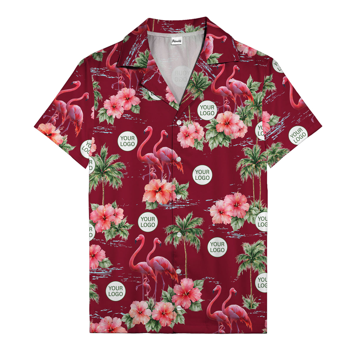 flamingo silhouettes palm trees hibiscus hawaiian shirt for men