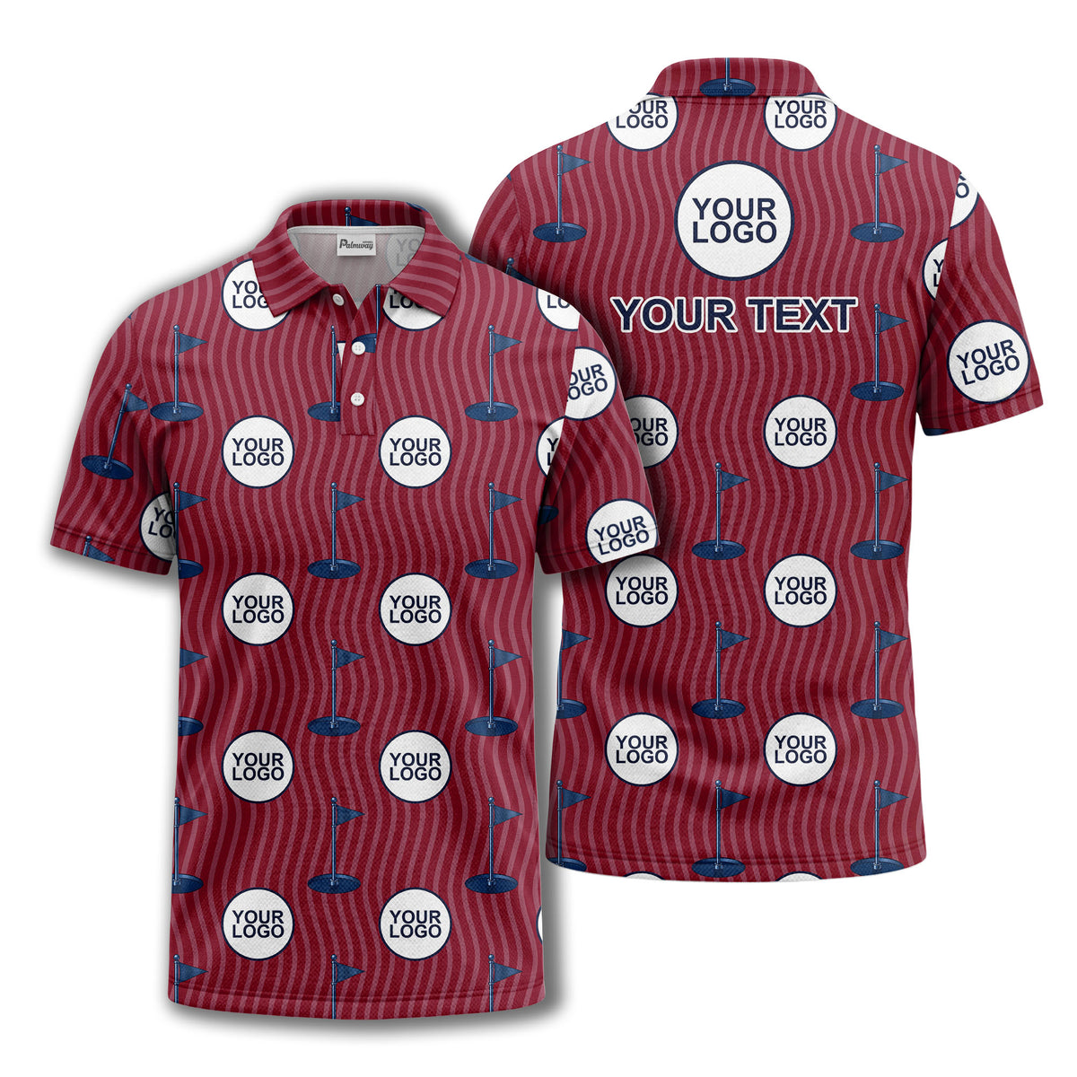 golf flag logo repeat pattern country club golf polo shirt