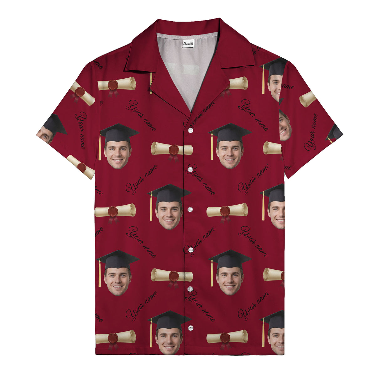 graduation caps diplomas & custom faces hawaiian shirt