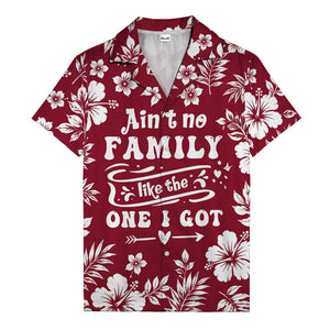 graphic white hibiscus & leaf family tribute hawaiian shirt
