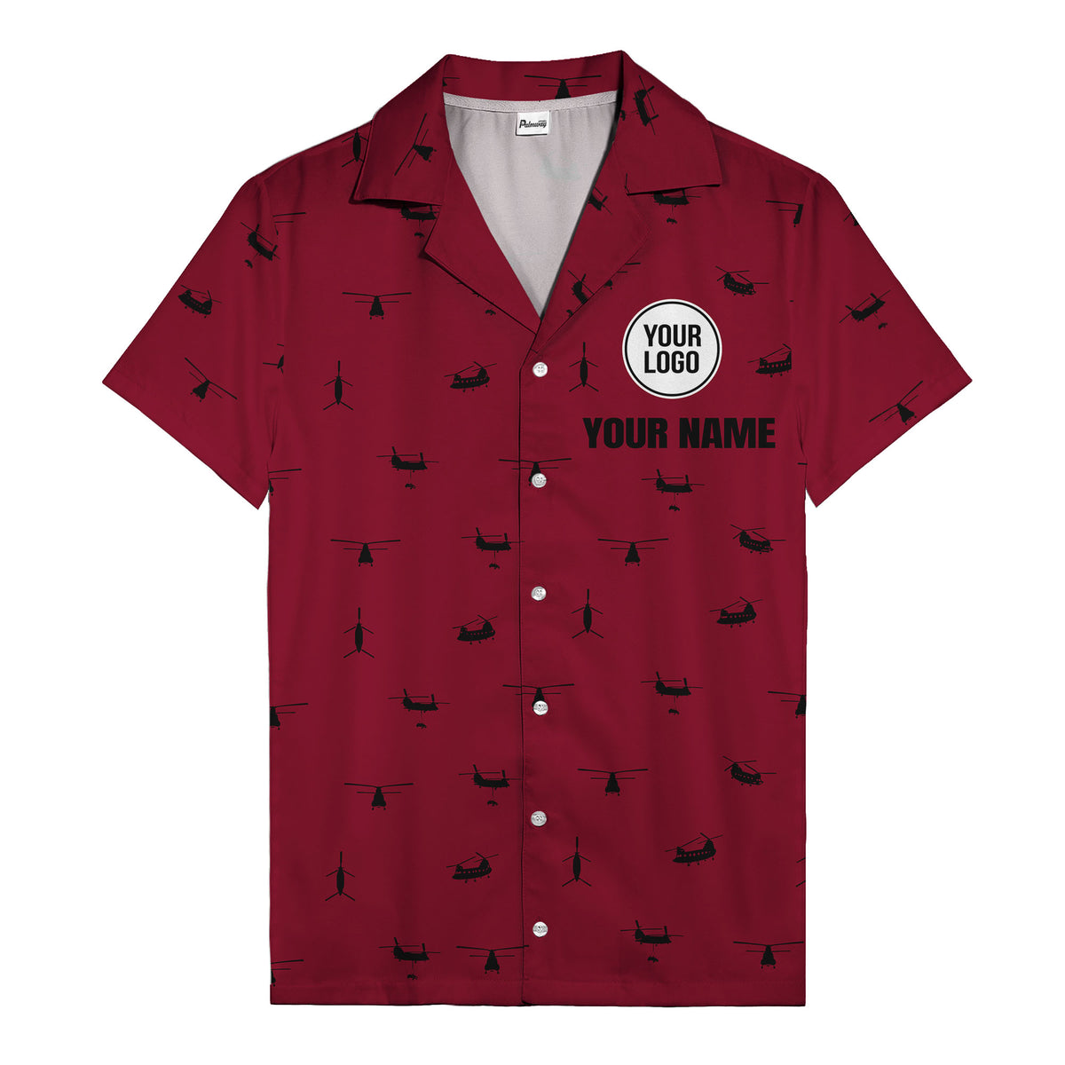 helicopter silhouette repeat military graphic hawaiian shirt for men