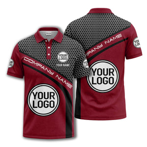 hexagonal grid monogram logo corporate polo shirt for men