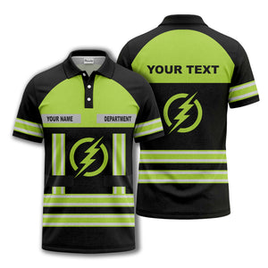 lightning bolt emblem & stripes corporate polo shirt