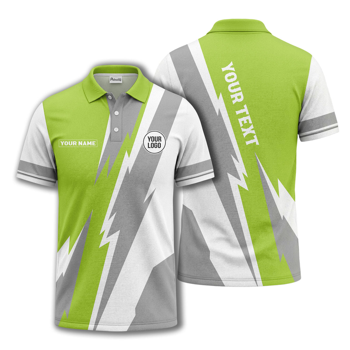lightning bolt & geometric stripes polo shirt for men