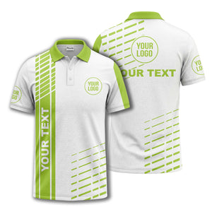modern vertical stripe & dashed line graphic custom text logo polo shirt