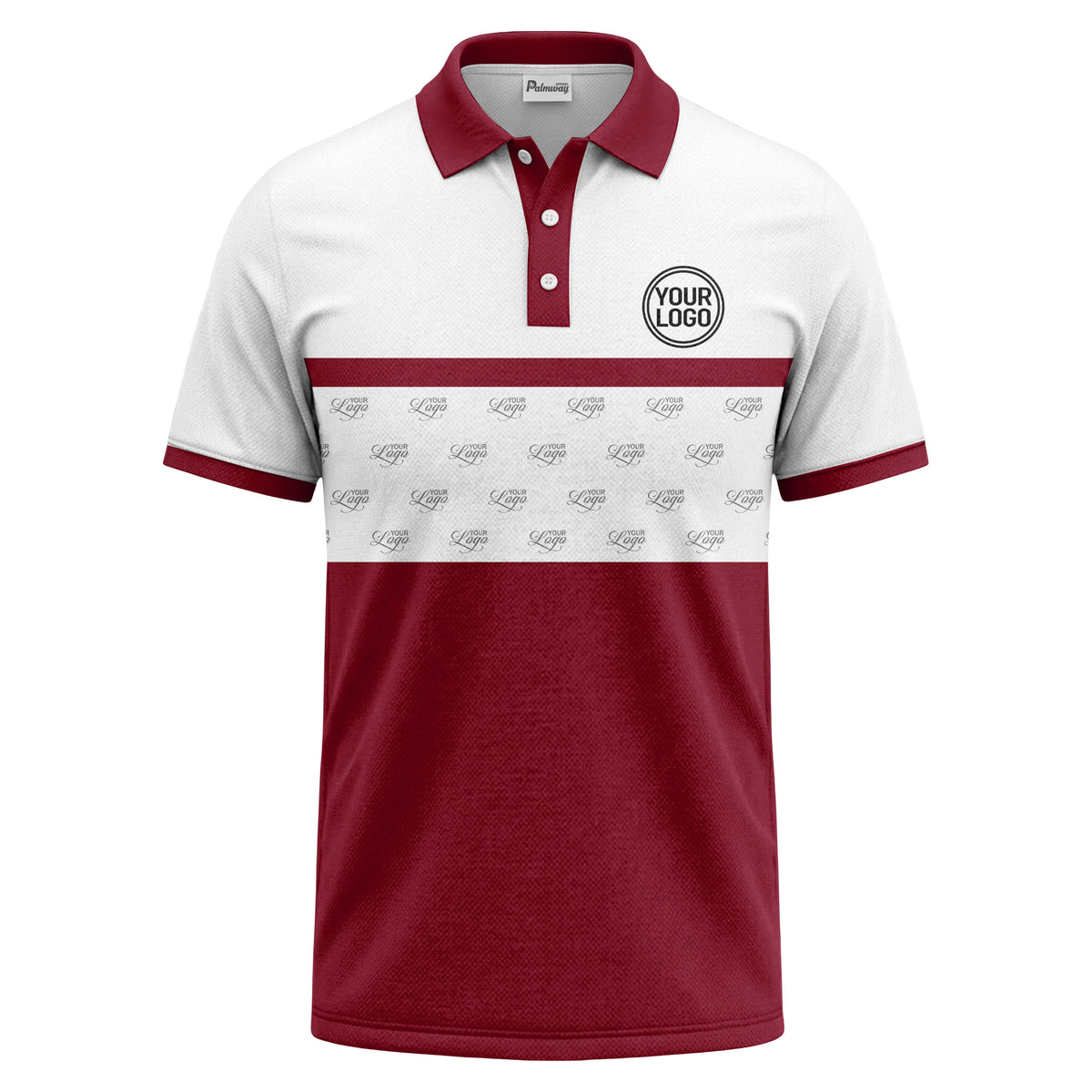 monochrome custom logo repeat stripe polo shirt for men