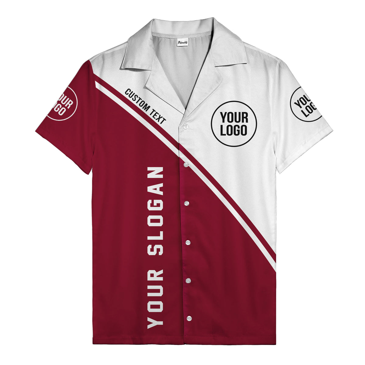 monochrome diagonal stripe custom logo & text hawaiian shirt