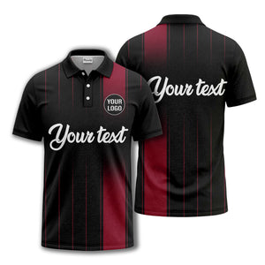 monochrome gradient vertical stripes with custom logo text polo shirt