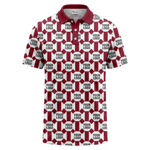 monochrome hexagon repeat custom logo geometric polo shirt for men