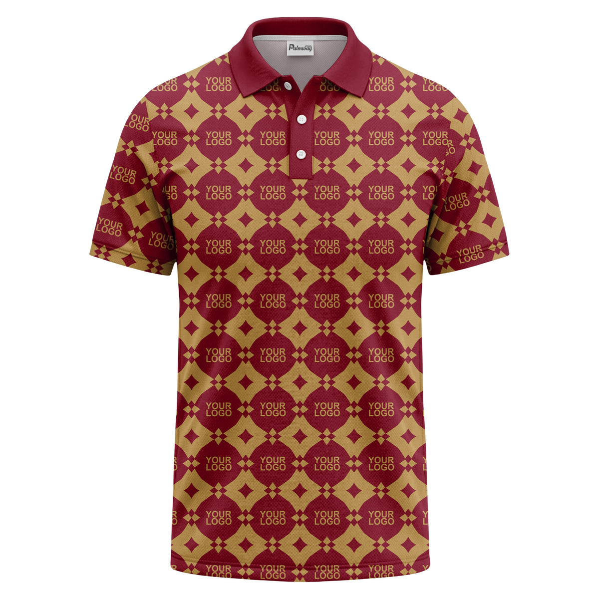 monogrammed gold black diamond repeat luxury polo shirt