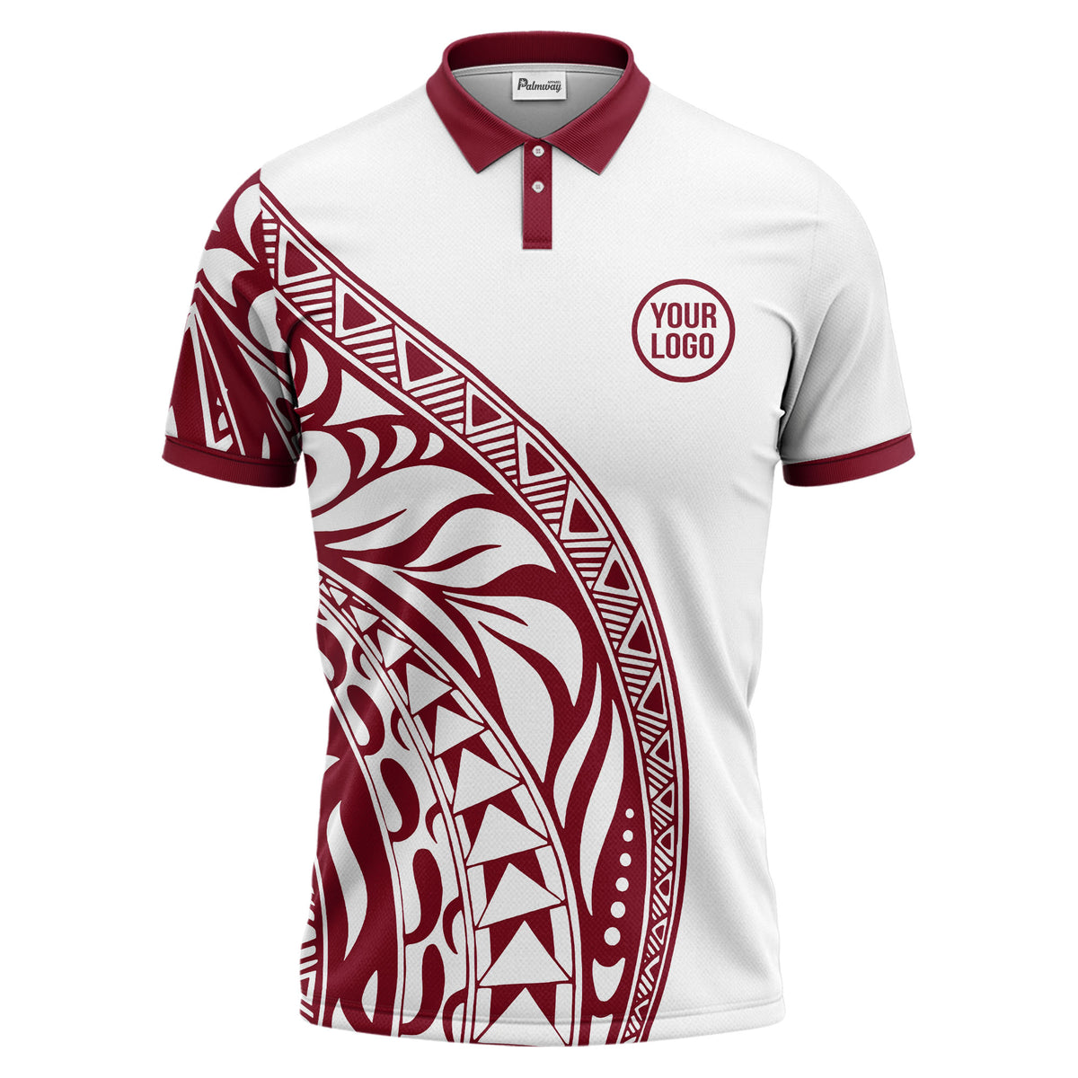 polynesian tribal tattoo geometric triangles black white polo shirt for men