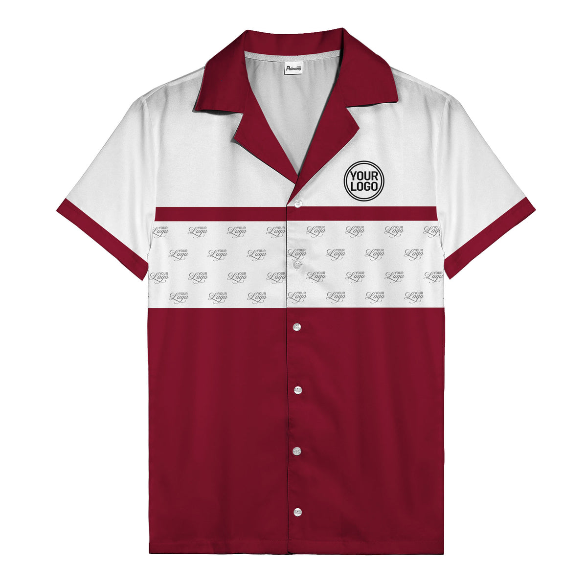 retro bowling custom logo repeat hawaiian shirt for men