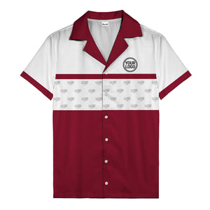 retro bowling custom logo repeat hawaiian shirt for men