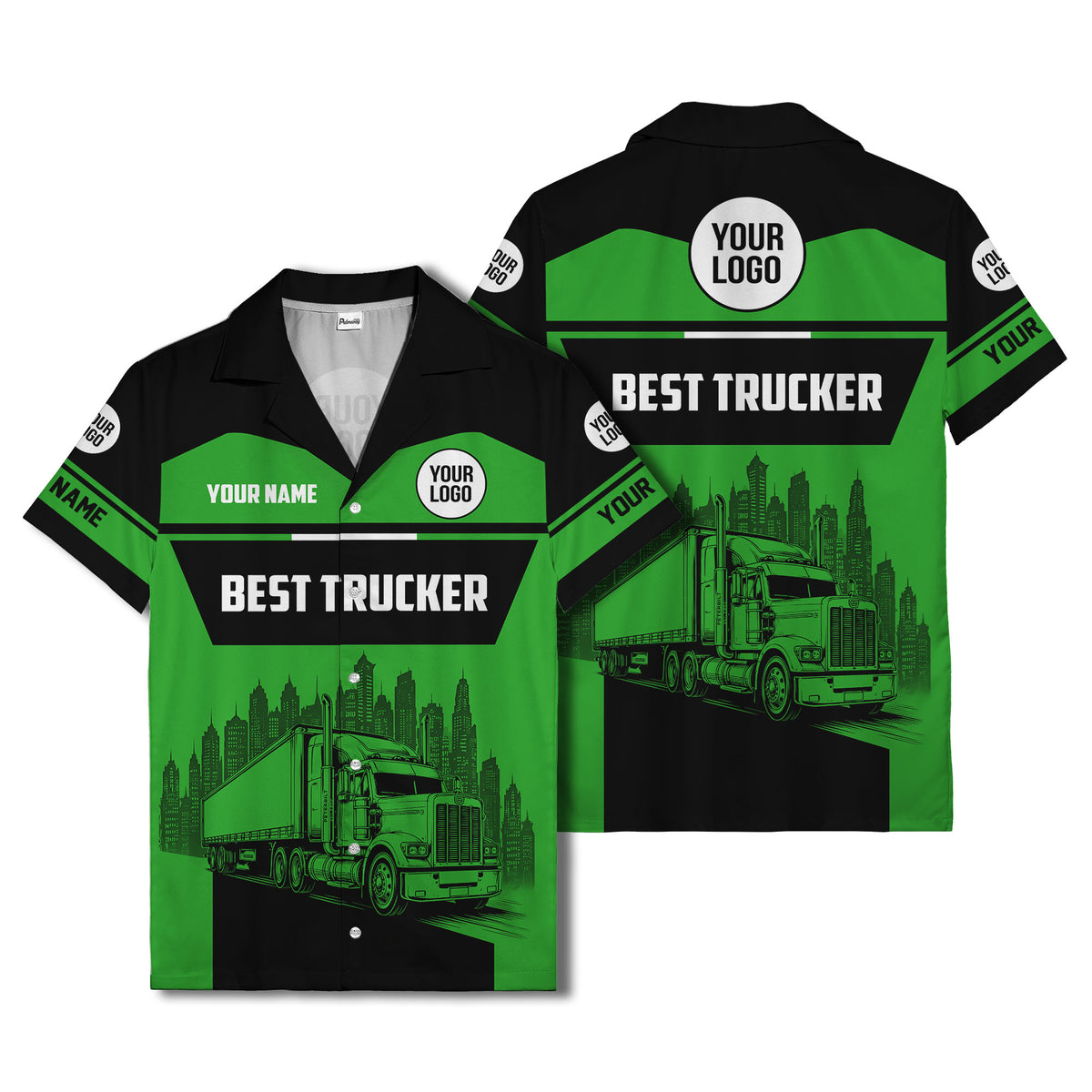 semi-truck cityscape hawaiian shirt for road-warrior professionals