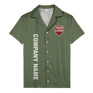 shield logo & vertical text customizable corporate hawaiian shirt
