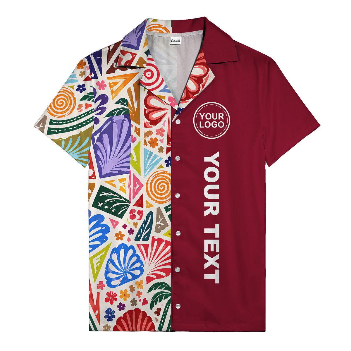 spiral motifs palm leaves hibiscus geometric hawaiian shirt for men