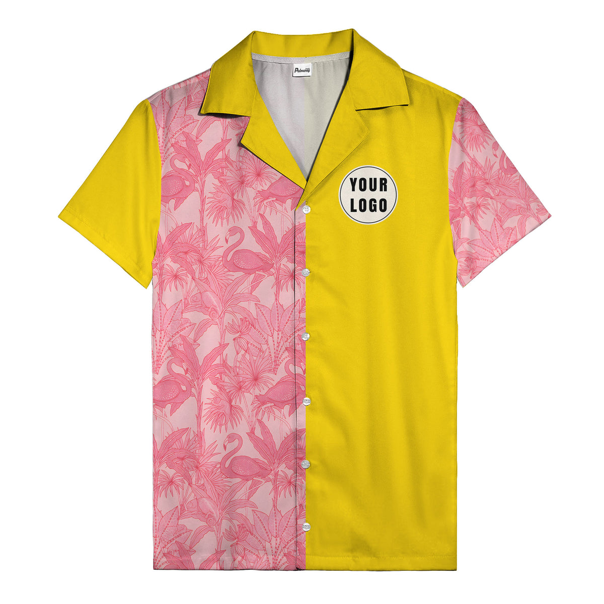 watercolor flamingo pineapple leaf repeat hawaiian shirt for men