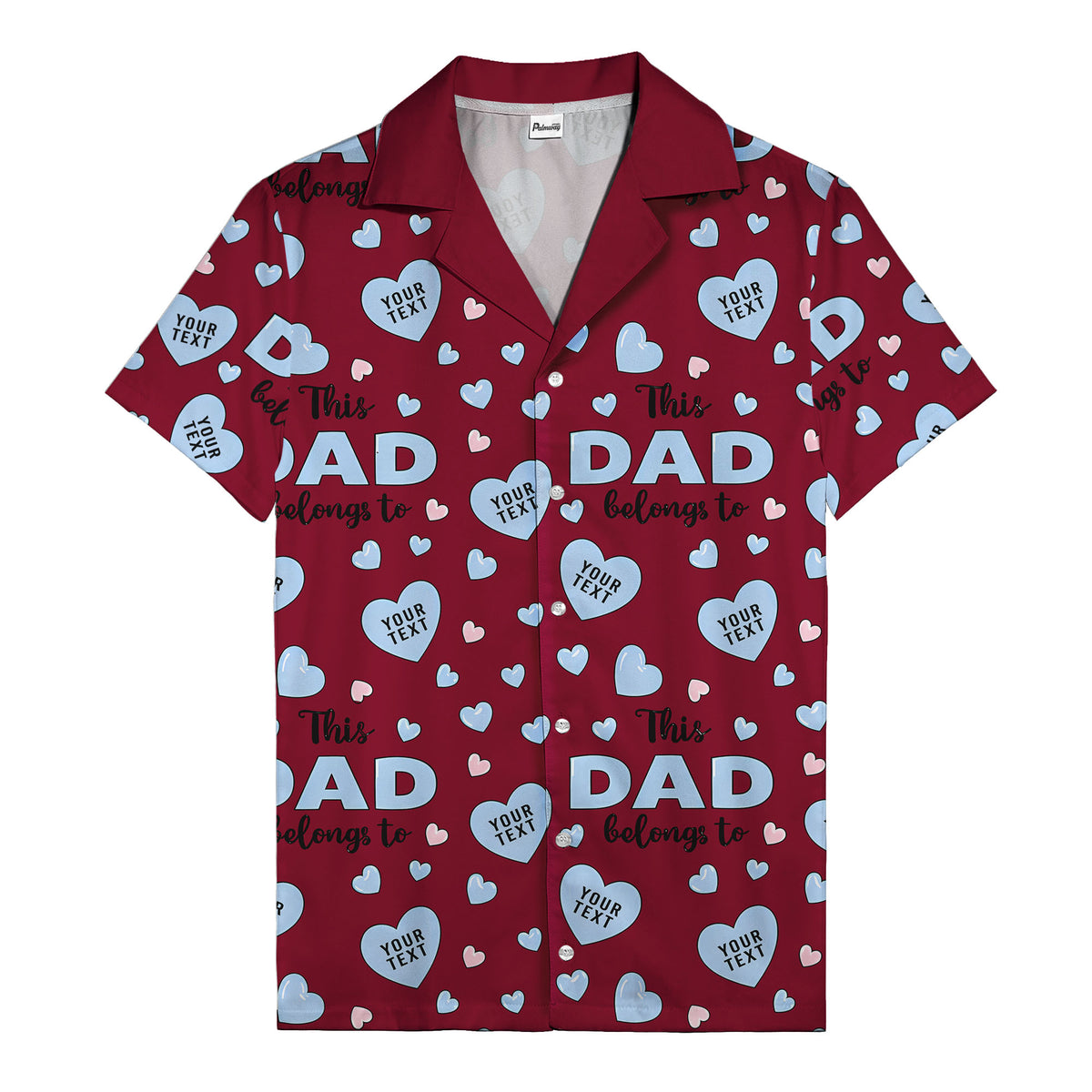 watercolor hearts & custom names hawaiian shirt for dad, navy blue