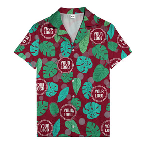 watercolor monstera leaf repeat & signature logo hawaiian shirt