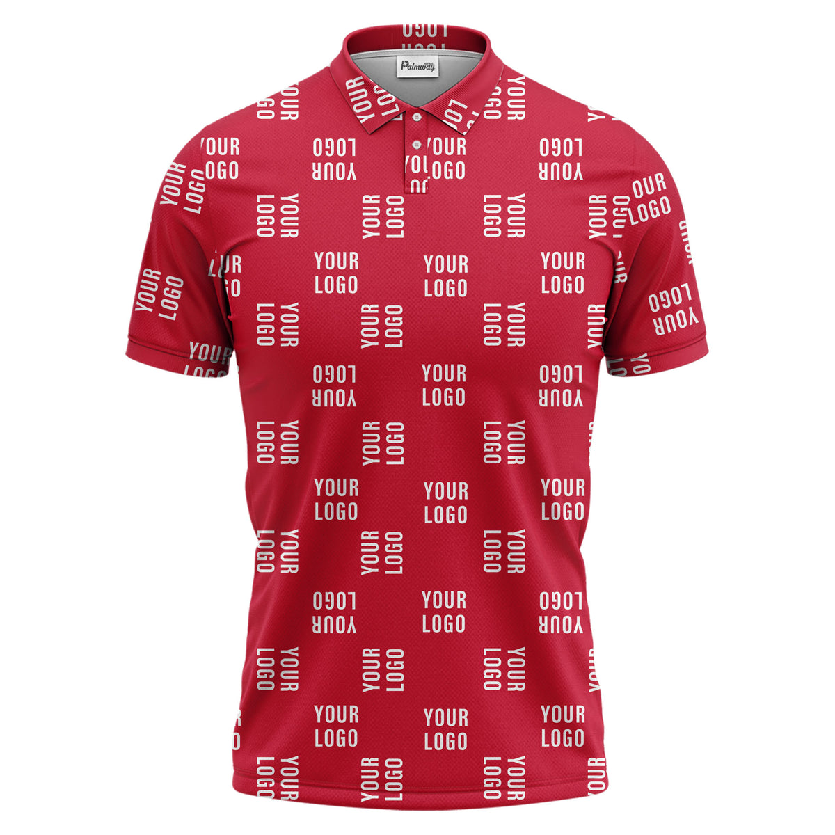 black repeat custom logo text pattern polo shirt for men