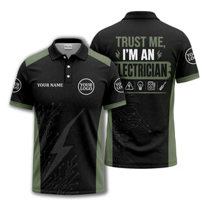 circuit board lightning bolt graphic modern tech polo shirt