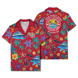 cruise ship palm trees starfish watercolor hawaiian shirt