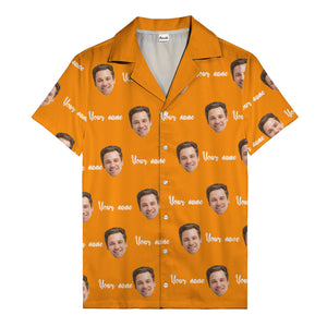 custom face portrait & personalized text repeat hawaiian shirt