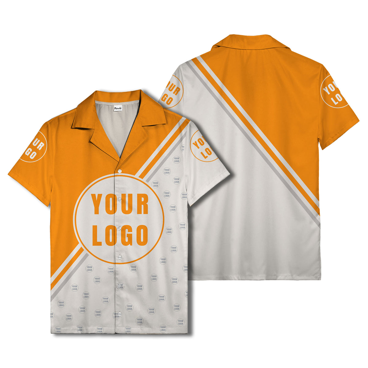custom logo circles & diagonal stripes minimalist hawaiian shirt for men