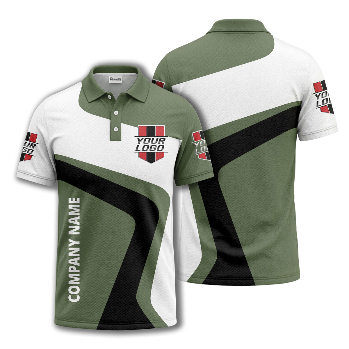 custom logo diagonal stripe corporate polo shirt for business uniforms