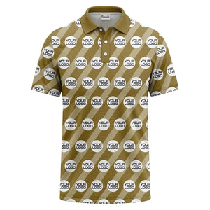 custom logo diagonal stripes repeat golf polo shirt for men