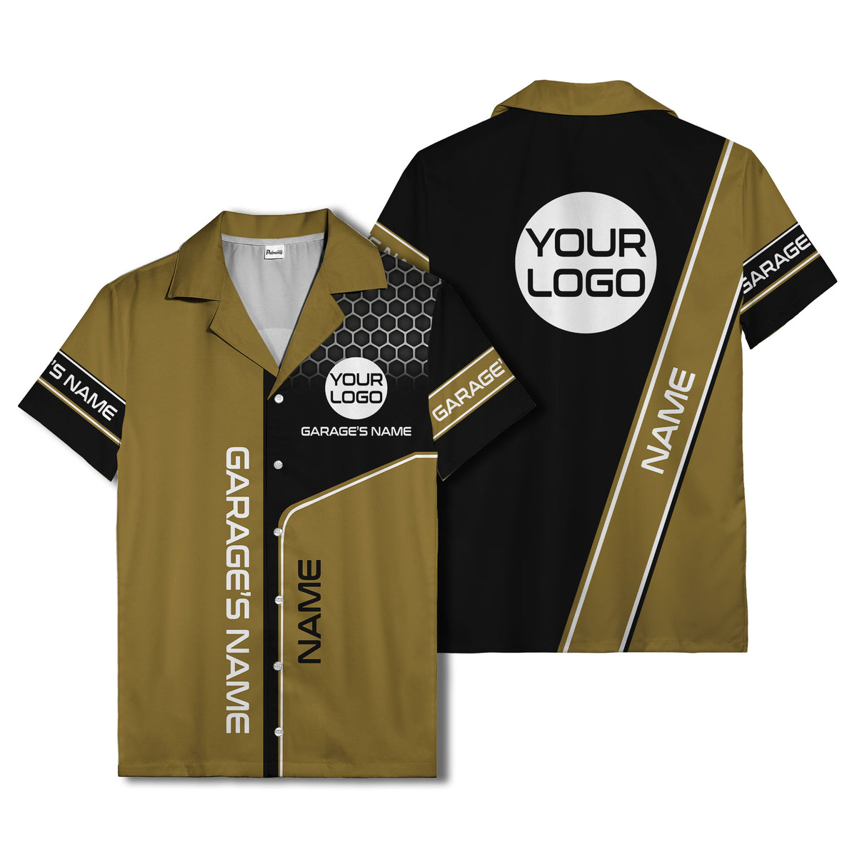 custom logo hexagonal honeycomb automotive hawaiian shirt for men