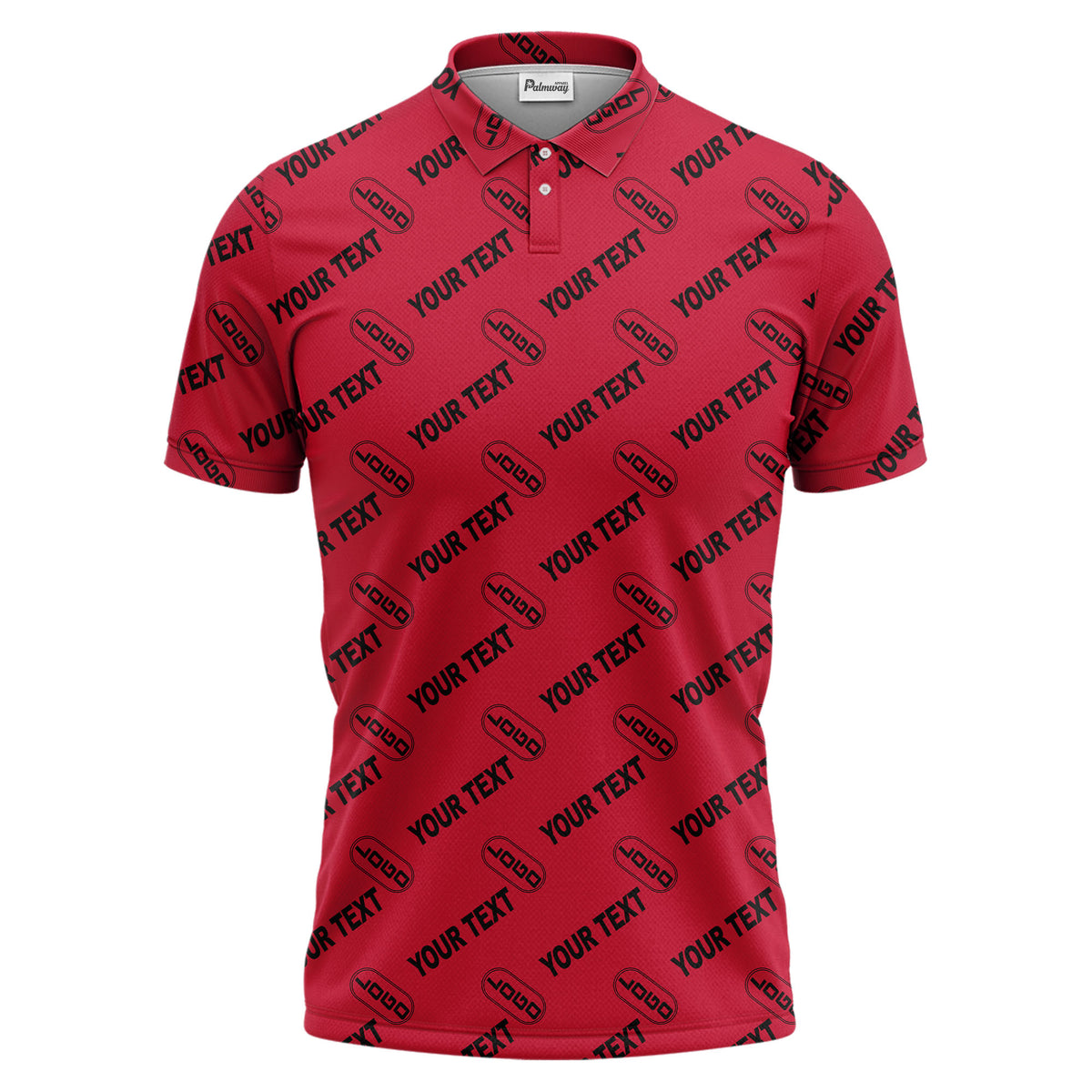 custom logo & monogram text repeat pattern black polo shirt for men