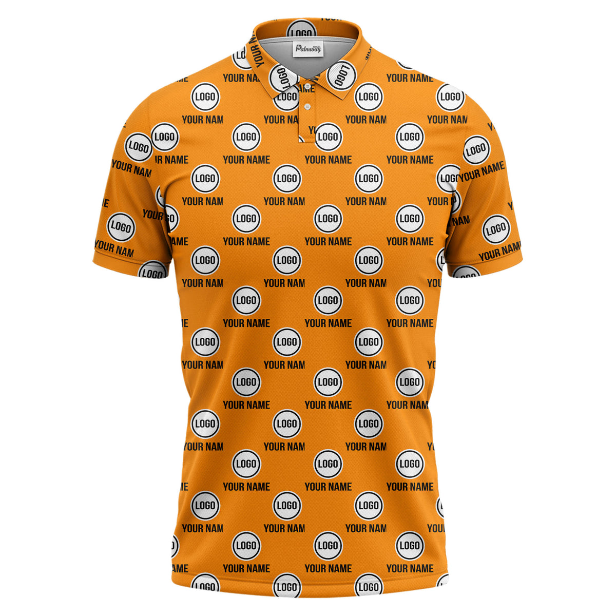 custom name & logo repeat circle pattern black polo shirt