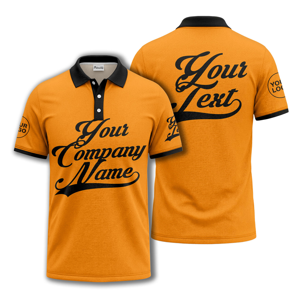 custom script logo corporate casual polo shirt for men