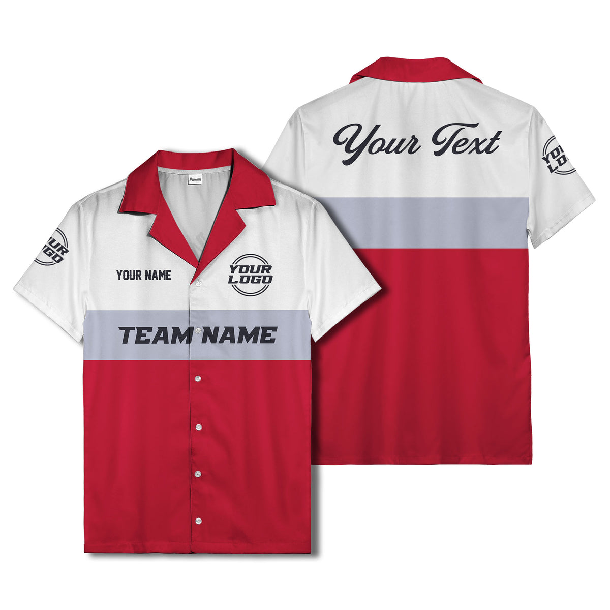 custom team logo & name bowling hawaiian shirt