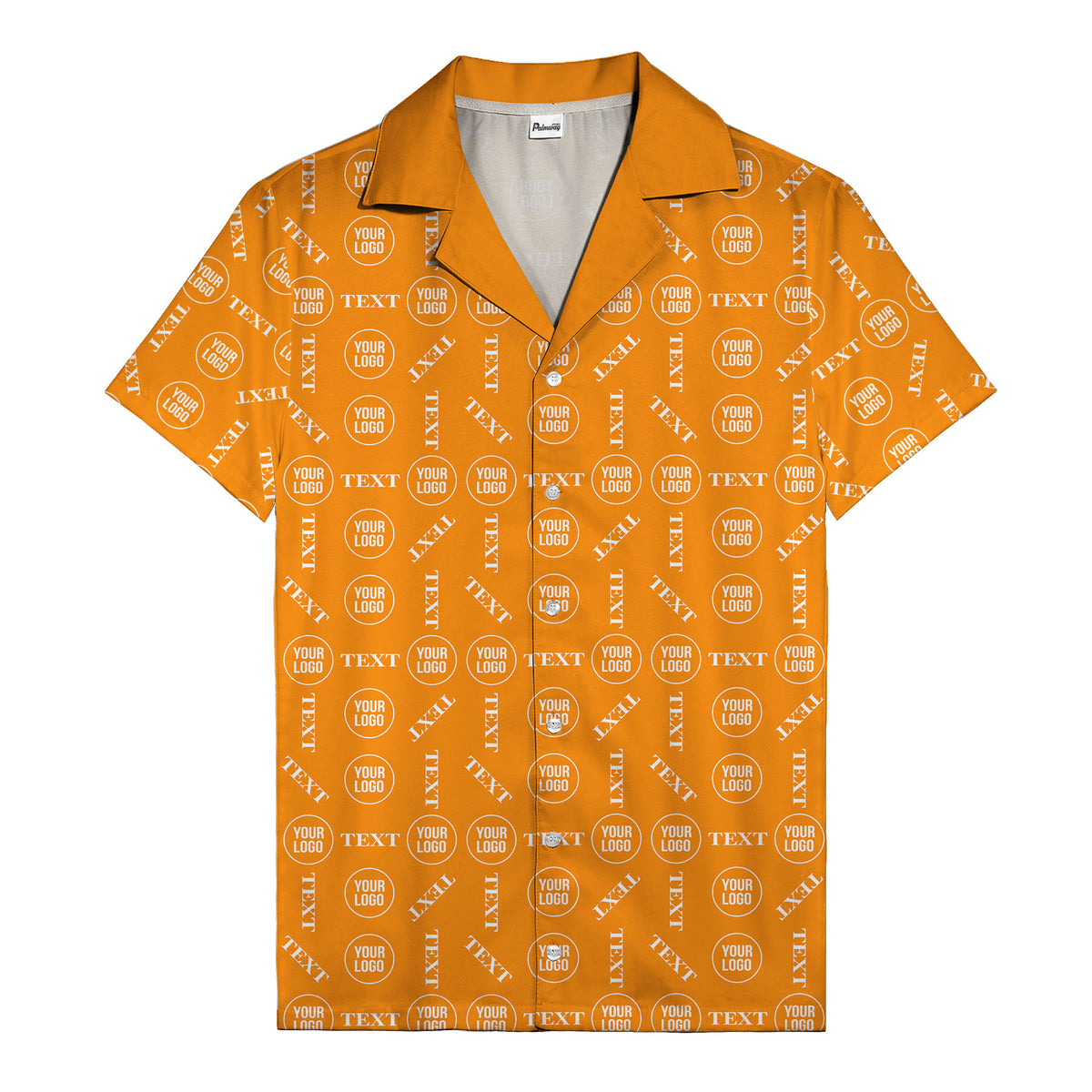 custom text & logo repeat pattern hawaiian shirt